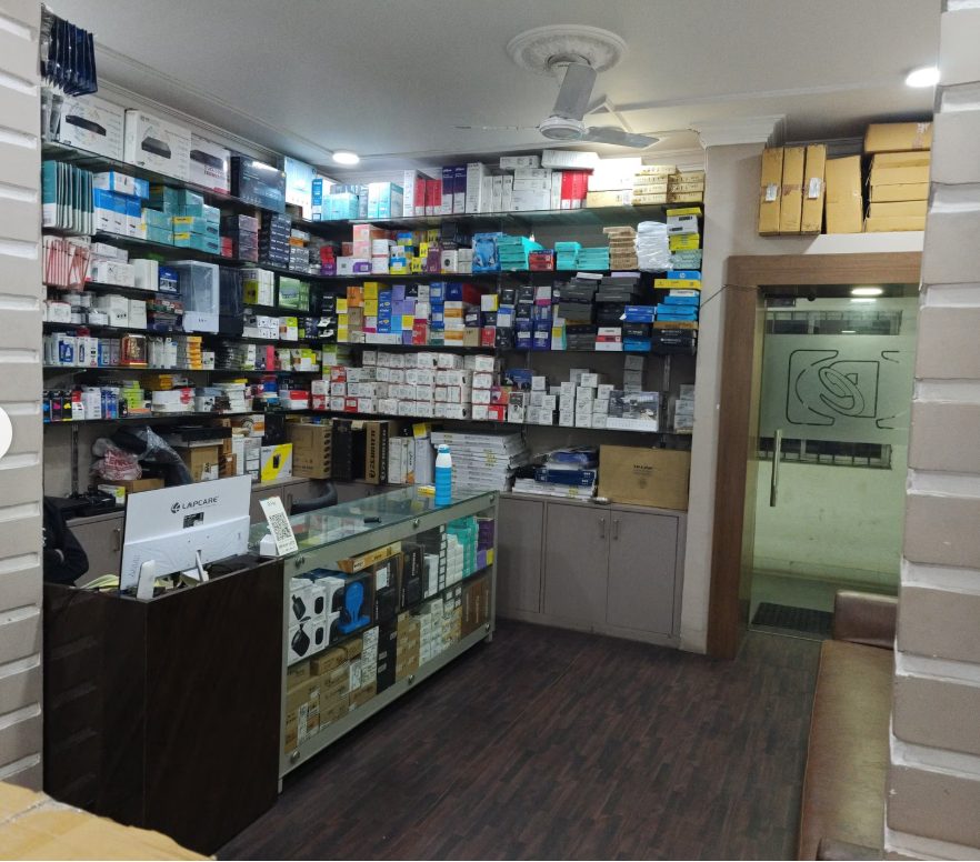The Perfect Computers counter and stock shelves at New Bardwari